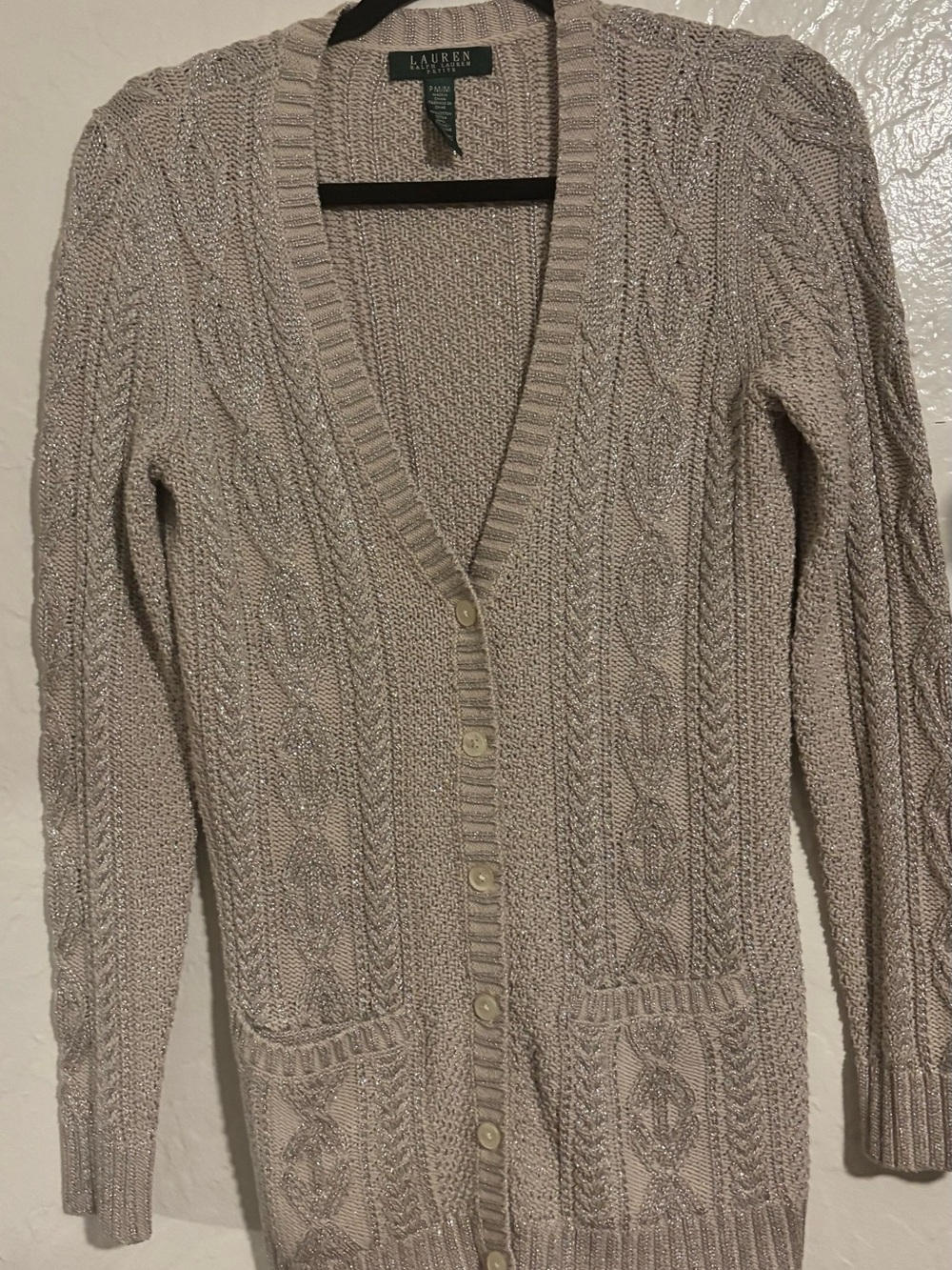 Ralph Lauren Cream Cable Knit Button-Up Cardigan